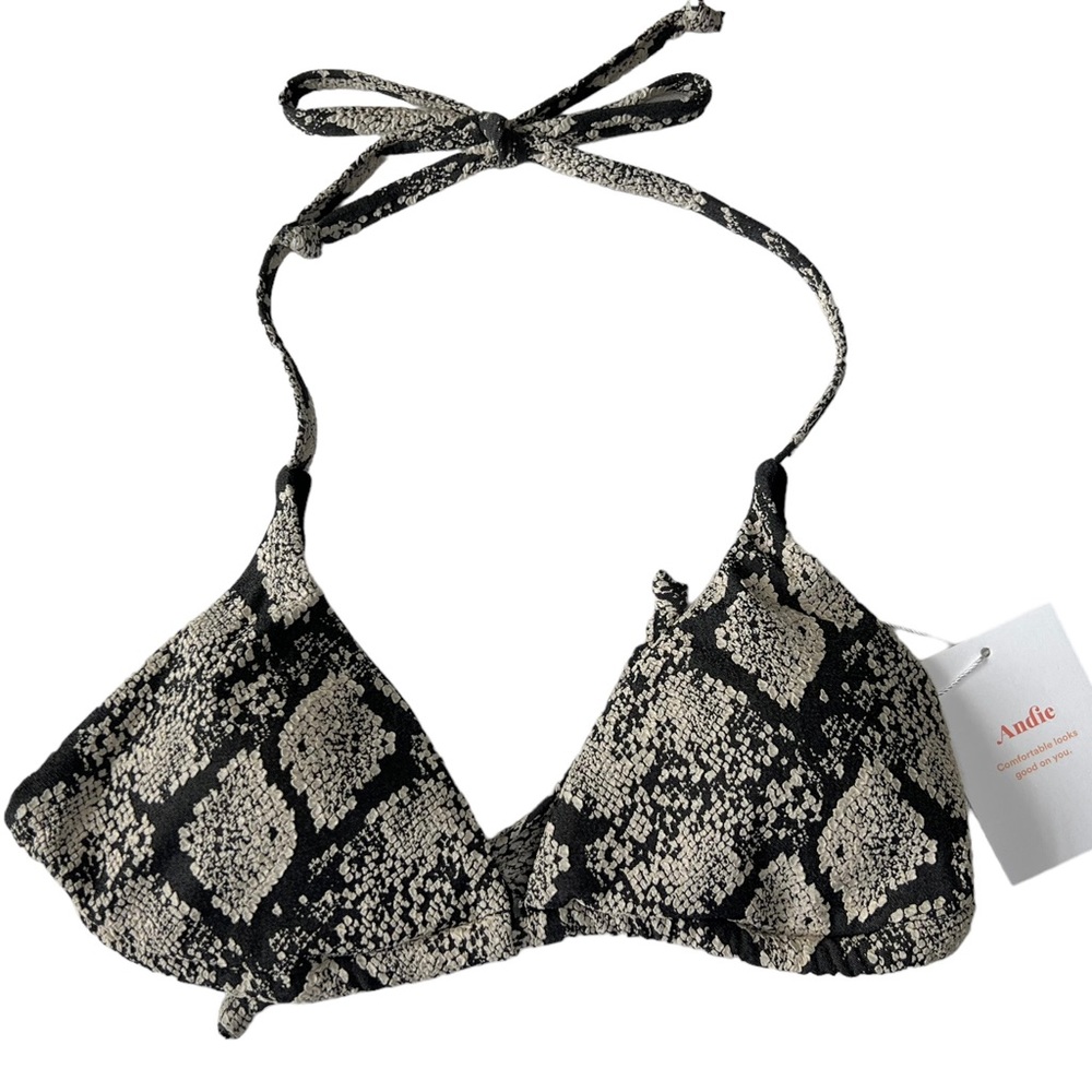 Andie Swim Snake Print String Bikini Top Size Medium - Picture 2 of 11